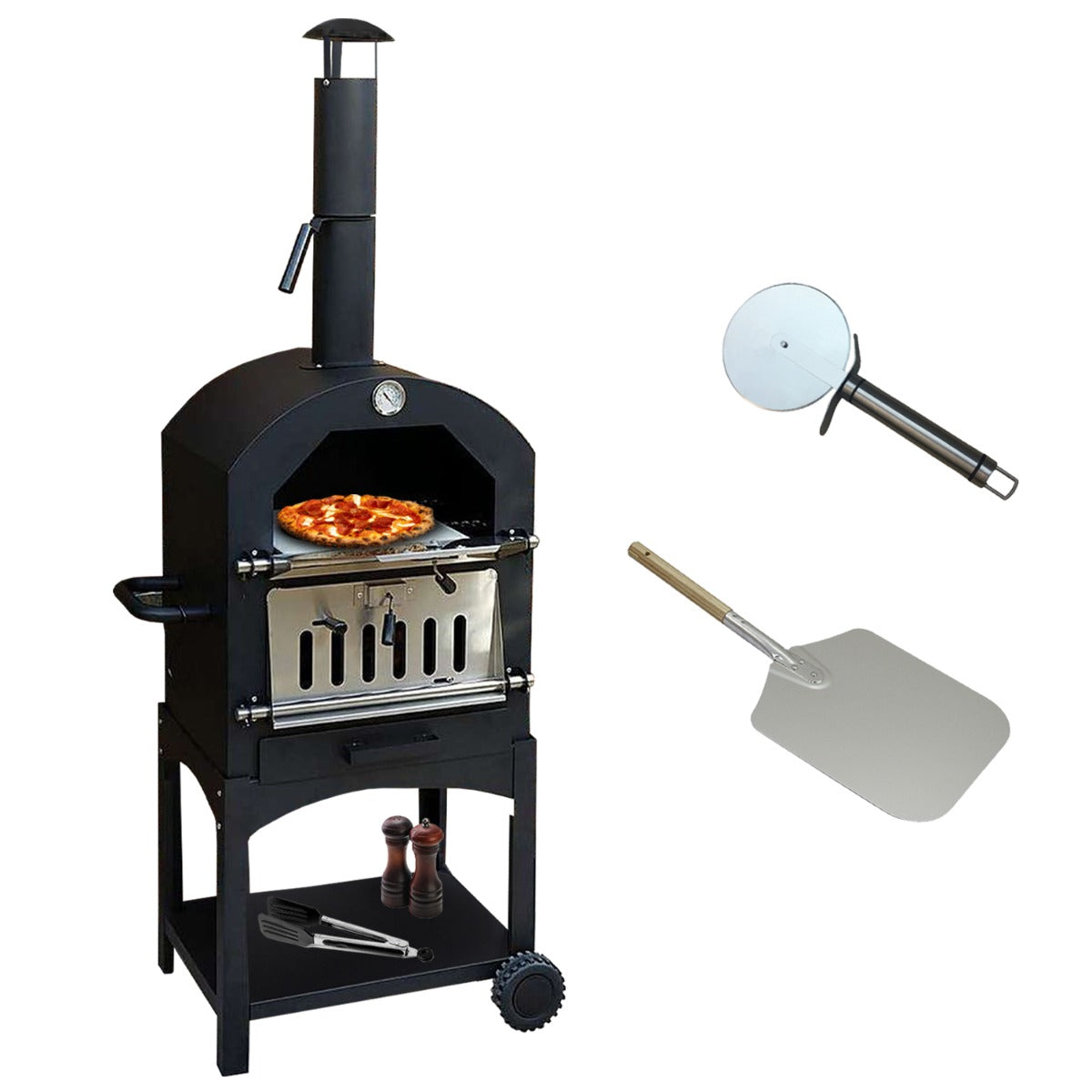 KuKoo Pizza oven - buiten + Pizzaschep