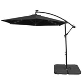 Zwarte 3m LED Zweefparasol met een eenvoudige voet