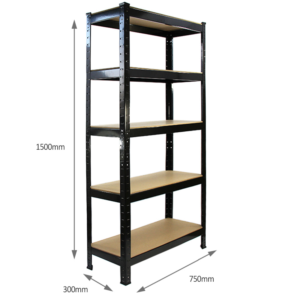 Monster Racking T-Rax Zware Opslagrekken, Zwart, 75cm B, 30cm D, Set van 2