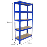 T-Rax Stellingkast - 75x30x150 cm - Blauw