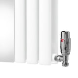 Ovale Spiegelradiator & Kleppen - 1800mm x 380mm - Wit