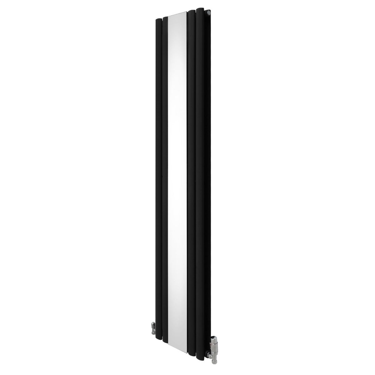 Ovale Spiegelradiator & Kleppen - 1800mm x 380mm - Zwart