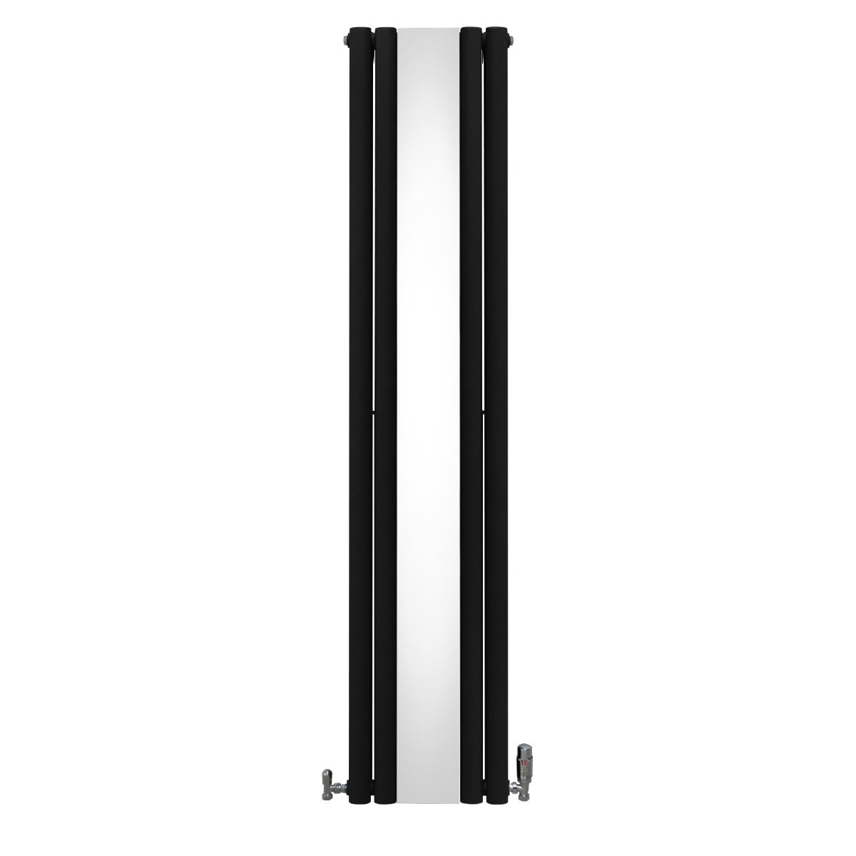 Ovale Spiegelradiator & Kleppen - 1800mm x 380mm - Zwart