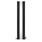 Ovale Spiegelradiator & Kleppen - 1800mm x 380mm - Zwart