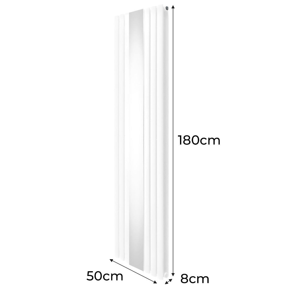 Ovale Spiegelradiator & Kleppen - 1800mm x 500mm - Wit