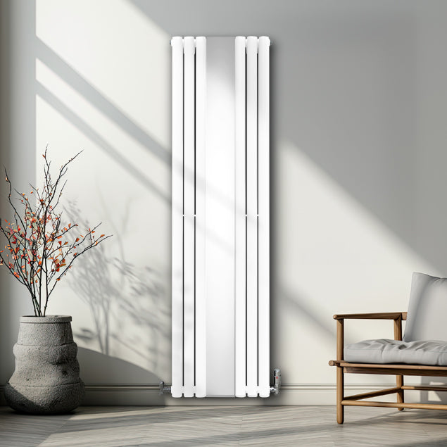 Ovale Spiegelradiator & Kleppen - 1800mm x 500mm - Wit