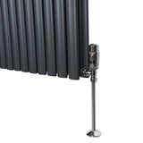 Ovale Kolomradiator & TRV Chroomkranen - 600mm x 600mm – Antraciet Grijs