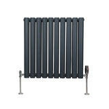 Ovale Kolomradiator & TRV Chroomkranen - 600mm x 600mm – Antraciet Grijs