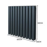 Ovale Kolomradiator & TRV Chroomkranen - 600mm x 600mm – Antraciet Grijs