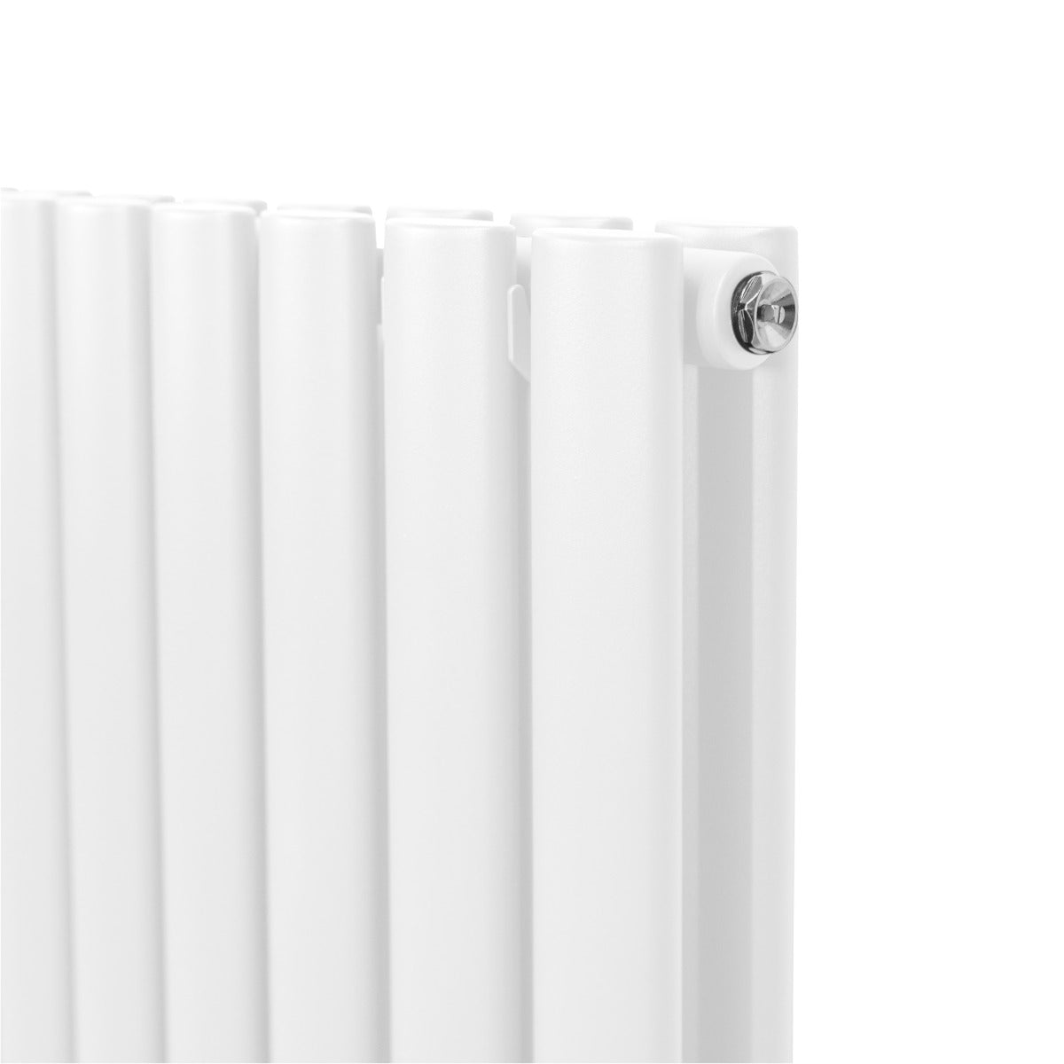 Ovale Kolomradiator & TRV Chroomkranen - 600mm x 600mm – Wit