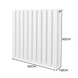 Ovale Kolomradiator & TRV Chroomkranen - 600mm x 600mm – Wit