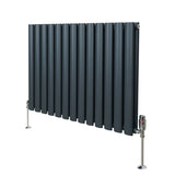 Ovale Kolomradiator & TRV Chroomkranen - 600mm x 780mm – Antraciet Grijs