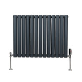 Ovale Kolomradiator & TRV Chroomkranen - 600mm x 780mm – Antraciet Grijs