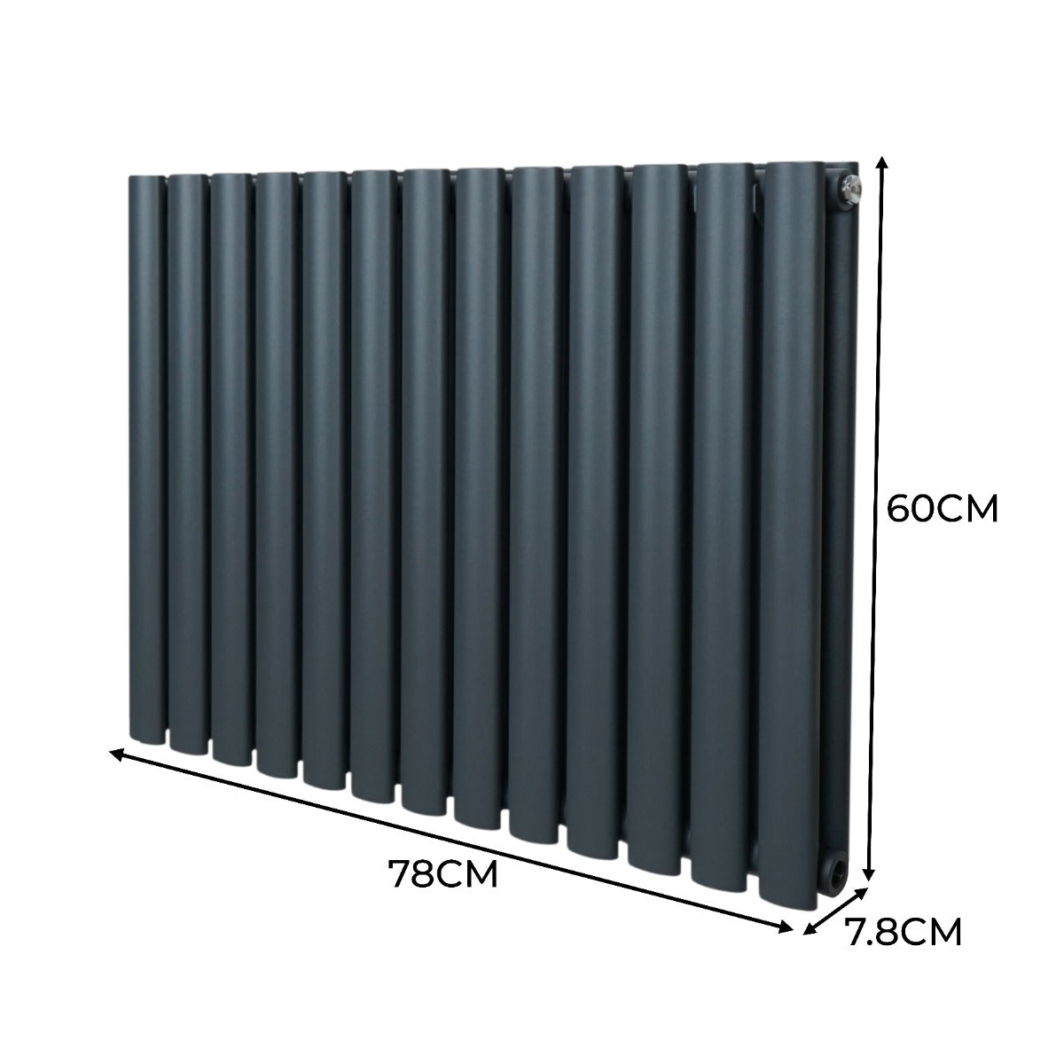 Ovale Kolomradiator & TRV Chroomkranen - 600mm x 780mm – Antraciet Grijs