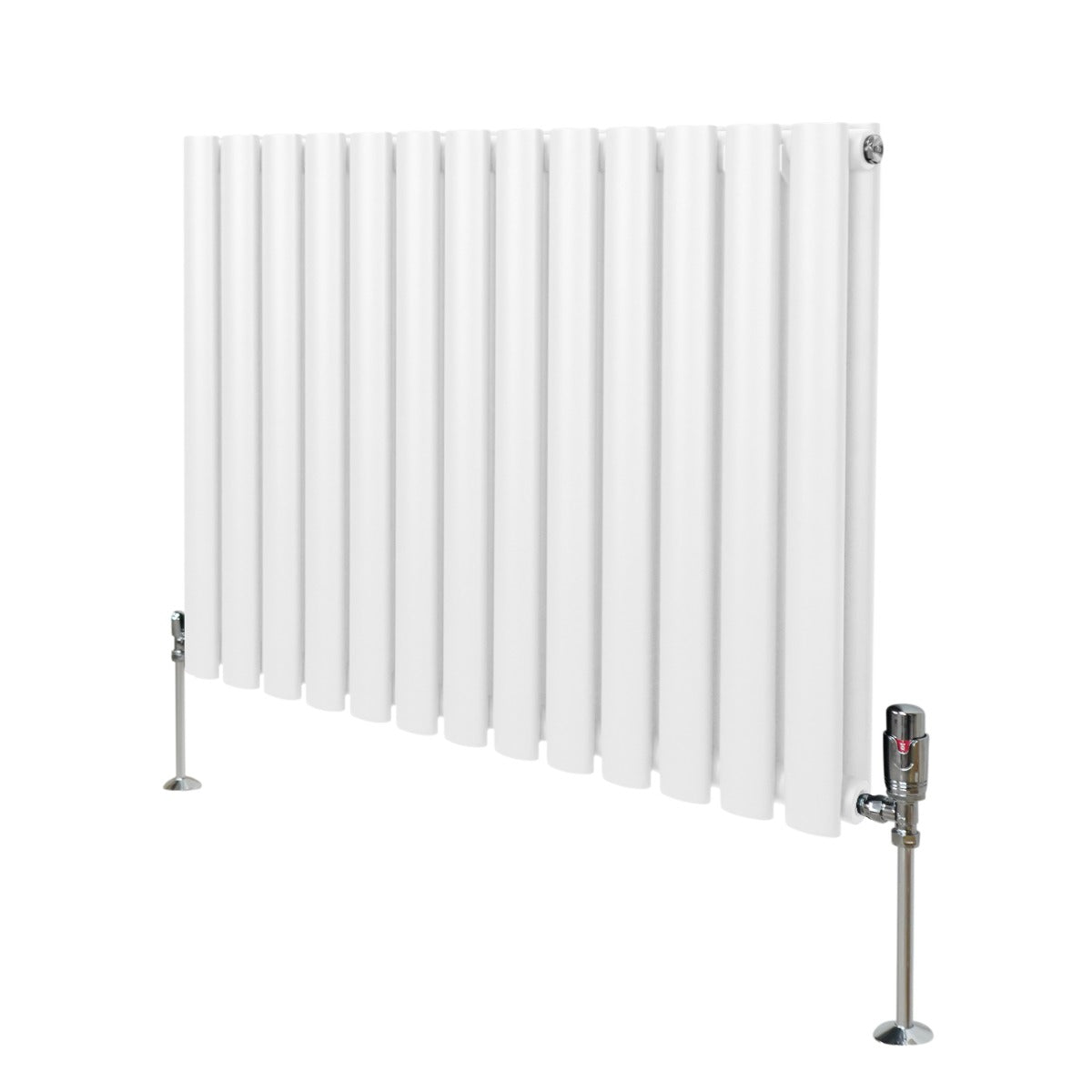 Ovale Kolomradiator & TRV Chroomkranen - 600mm x 780mm – Wit