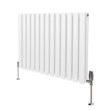 Ovale Kolomradiator & TRV Chroomkranen - 600mm x 780mm – Wit