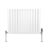 Ovale Kolomradiator & TRV Chroomkranen - 600mm x 780mm – Wit