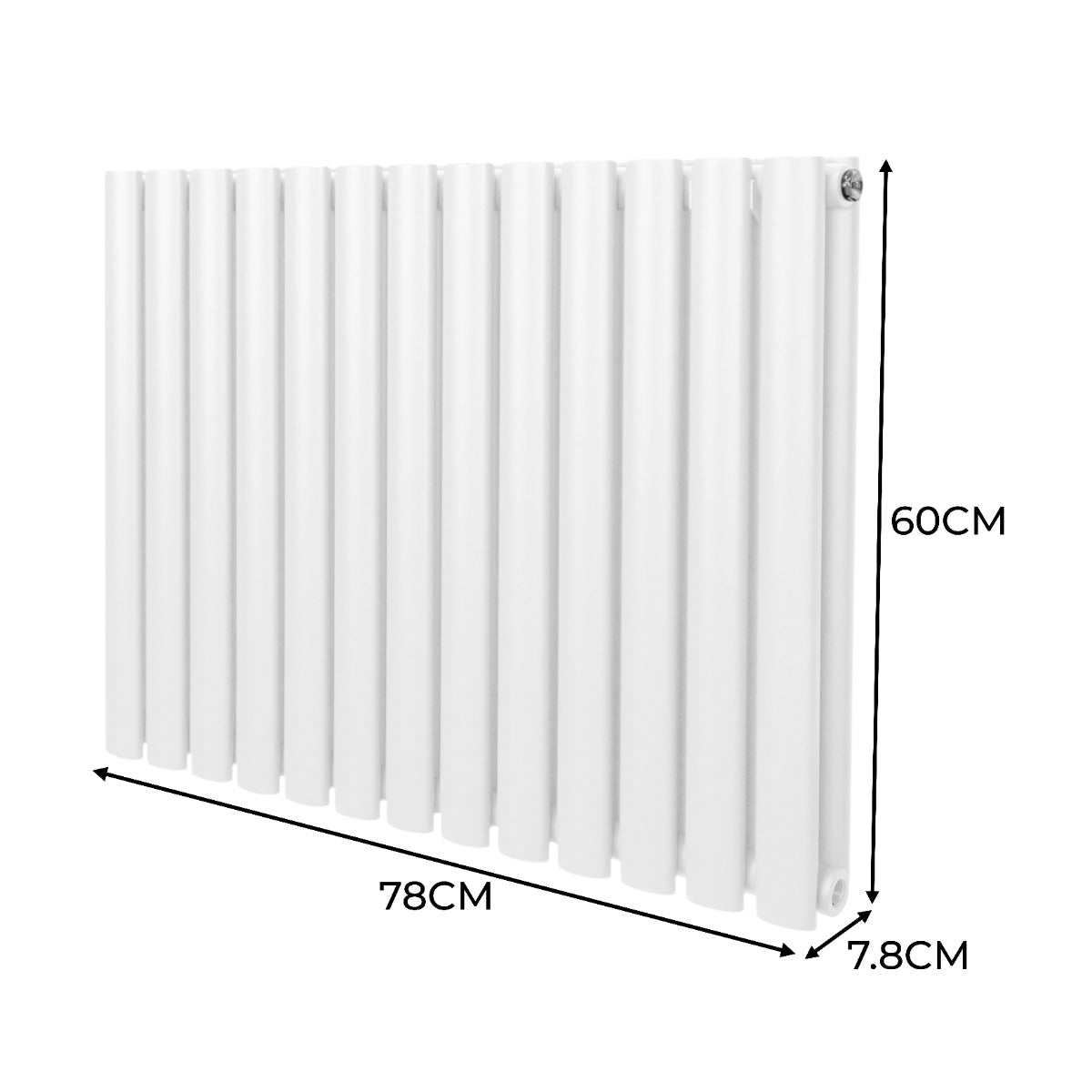 Ovale Kolomradiator & TRV Chroomkranen - 600mm x 780mm – Wit