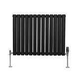 Ovale Kolomradiator & TRV Chroomkranen - 600mm x 780mm – Zwart