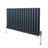 Ovale Kolomradiator & TRV Chroomkranen - 600mm x 1020mm – Antraciet Grijs