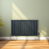 Ovale Kolomradiator & TRV Chroomkranen - 600mm x 1020mm – Antraciet Grijs