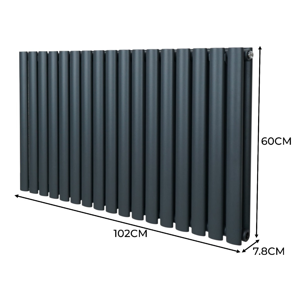 Ovale Kolomradiator & TRV Chroomkranen - 600mm x 1020mm – Antraciet Grijs