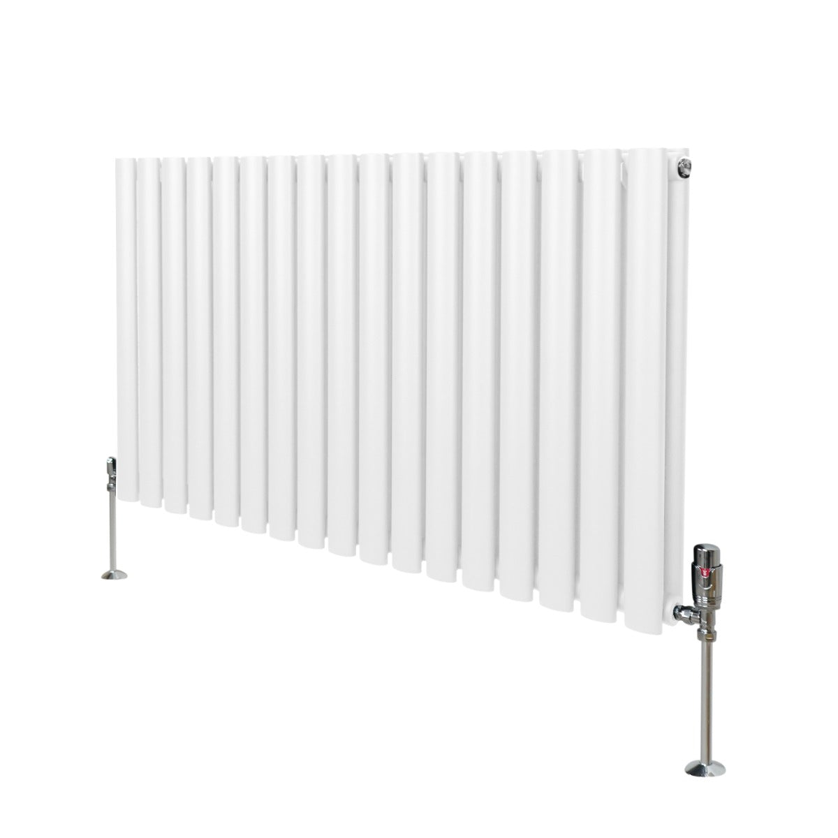 Ovale Kolomradiator & TRV Chroomkranen - 600mm x 1020mm – Wit