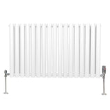 Ovale Kolomradiator & TRV Chroomkranen - 600mm x 1020mm – Wit