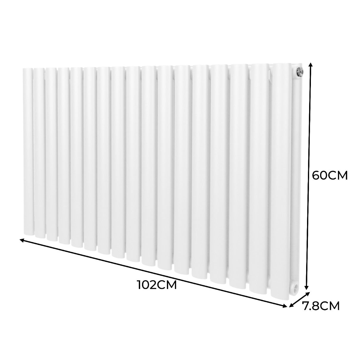 Ovale Kolomradiator & TRV Chroomkranen - 600mm x 1020mm – Wit