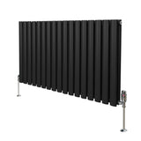 Ovale Kolomradiator & TRV Chroomkranen - 600mm x 1020mm – Zwart