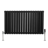 Ovale Kolomradiator & TRV Chroomkranen - 600mm x 1020mm – Zwart