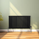 Ovale Kolomradiator & TRV Chroomkranen - 600mm x 1020mm – Zwart