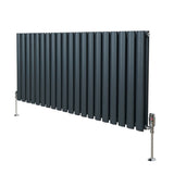 Ovale Kolomradiator & TRV Chroomkranen - 600mm x 1200mm – Antraciet Grijs