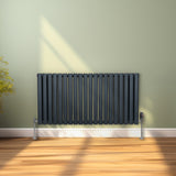 Ovale Kolomradiator & TRV Chroomkranen - 600mm x 1200mm – Antraciet Grijs