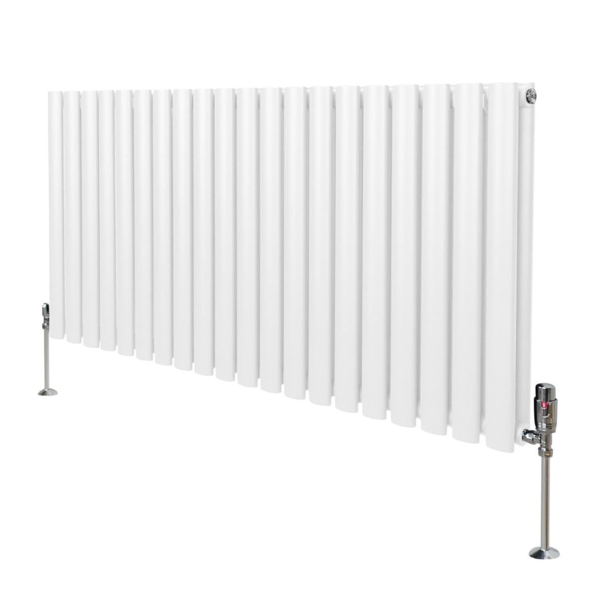 Ovale Kolomradiator & TRV Chroomkranen - 600mm x 1200mm – Wit