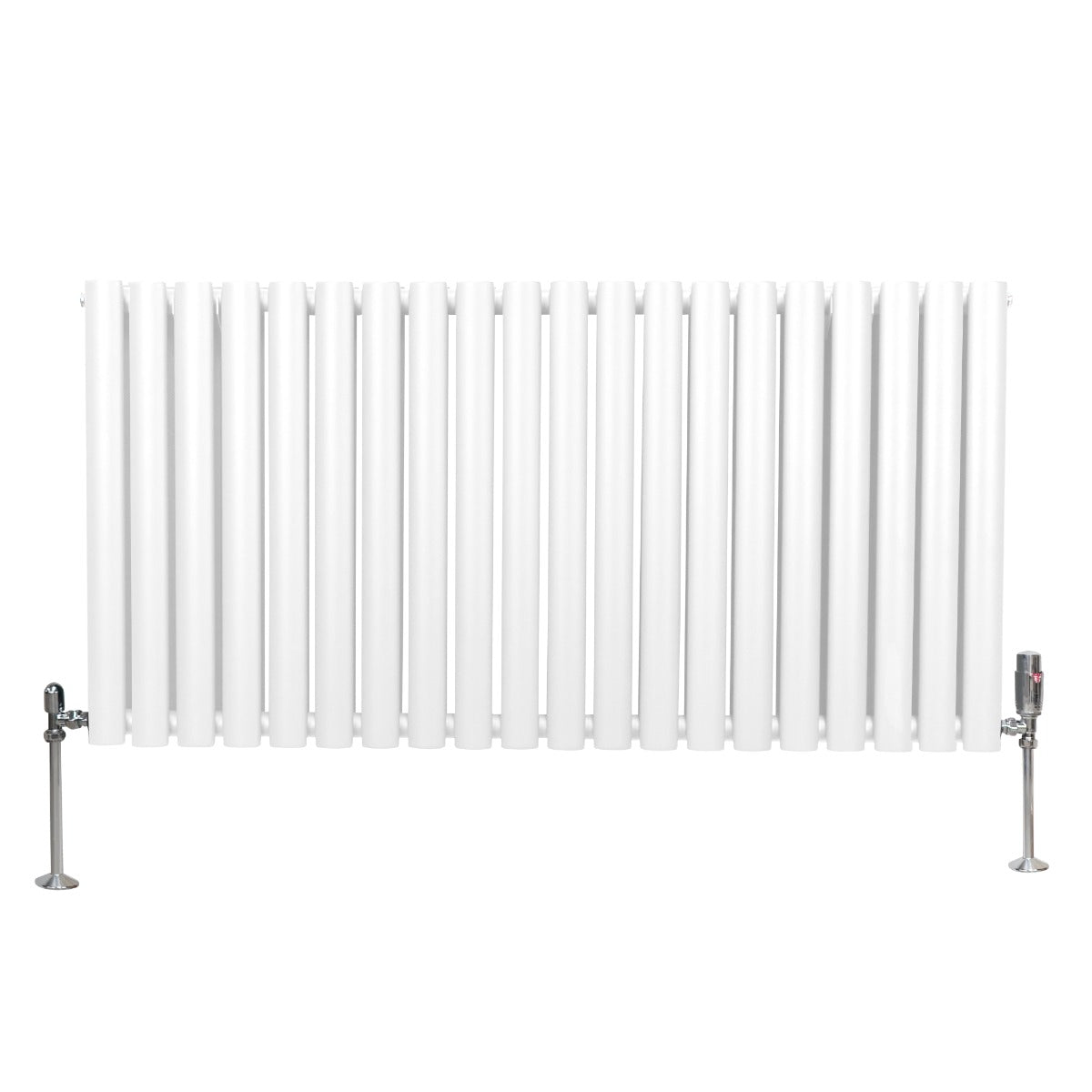 Ovale Kolomradiator & TRV Chroomkranen - 600mm x 1200mm – Wit