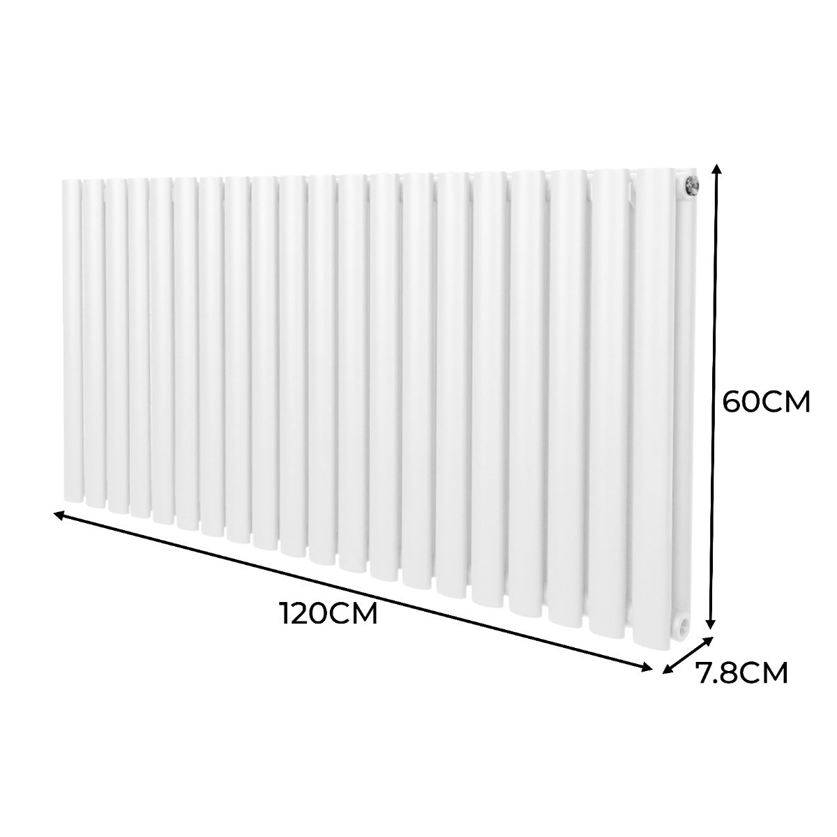 Ovale Kolomradiator & TRV Chroomkranen - 600mm x 1200mm – Wit