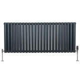 Ovale Kolomradiator & TRV Chroomkranen - 600mm x 1440mm – Antraciet Grijs