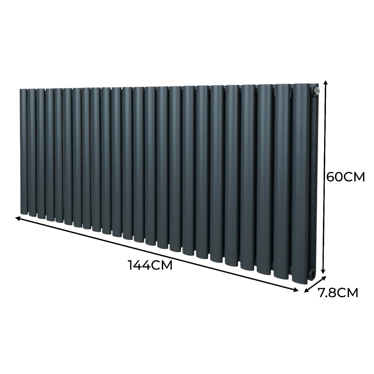 Ovale Kolomradiator & TRV Chroomkranen - 600mm x 1440mm – Antraciet Grijs