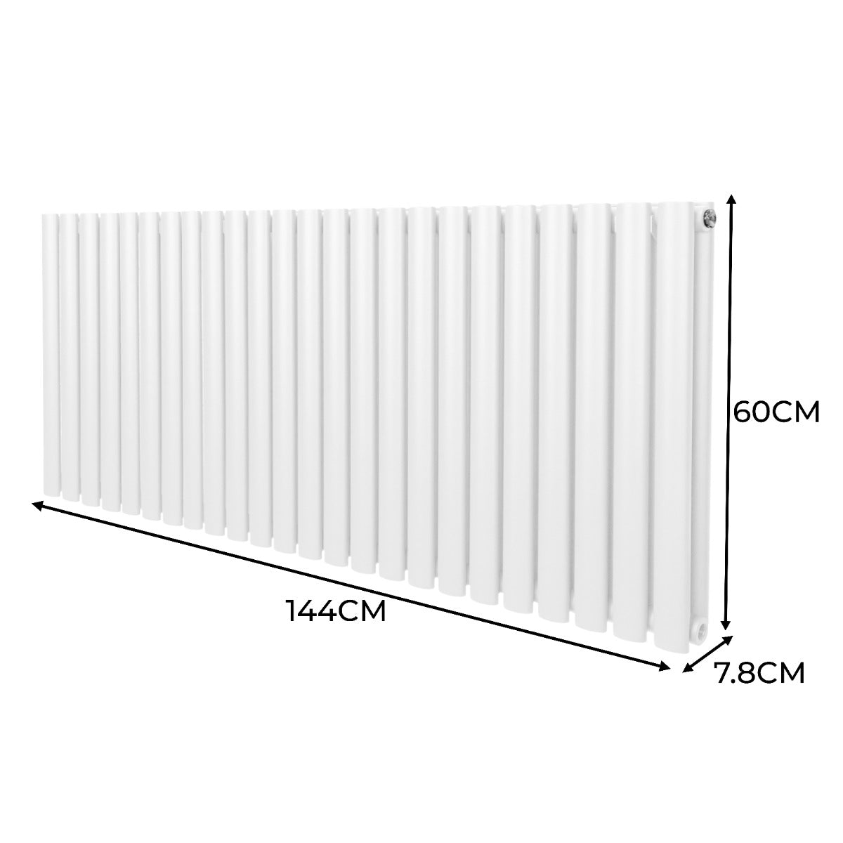 Ovale Kolomradiator & TRV Chroomkranen - 600mm x 1440mm – Wit