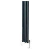 Ovale Kolomradiator & TRV Chroomkranen - 1600mm x 240mm – Antraciet Grijs