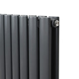 Ovale Kolomradiator & TRV Chroomkranen - 1600mm x 240mm – Antraciet Grijs