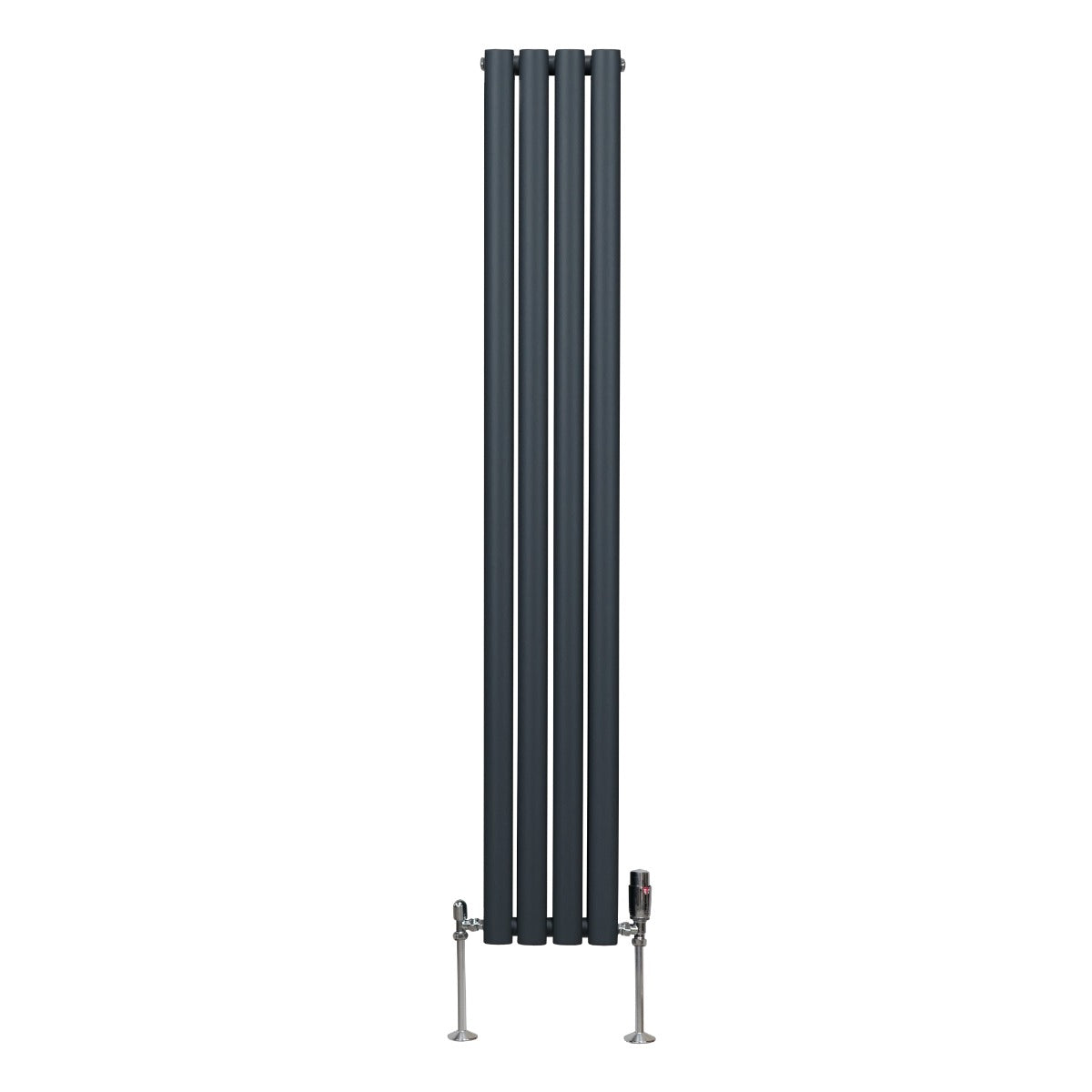 Ovale Kolomradiator & TRV Chroomkranen - 1600mm x 240mm – Antraciet Grijs