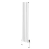 Ovale Kolomradiator & TRV Chroomkranen - 1600mm x 240mm – Wit