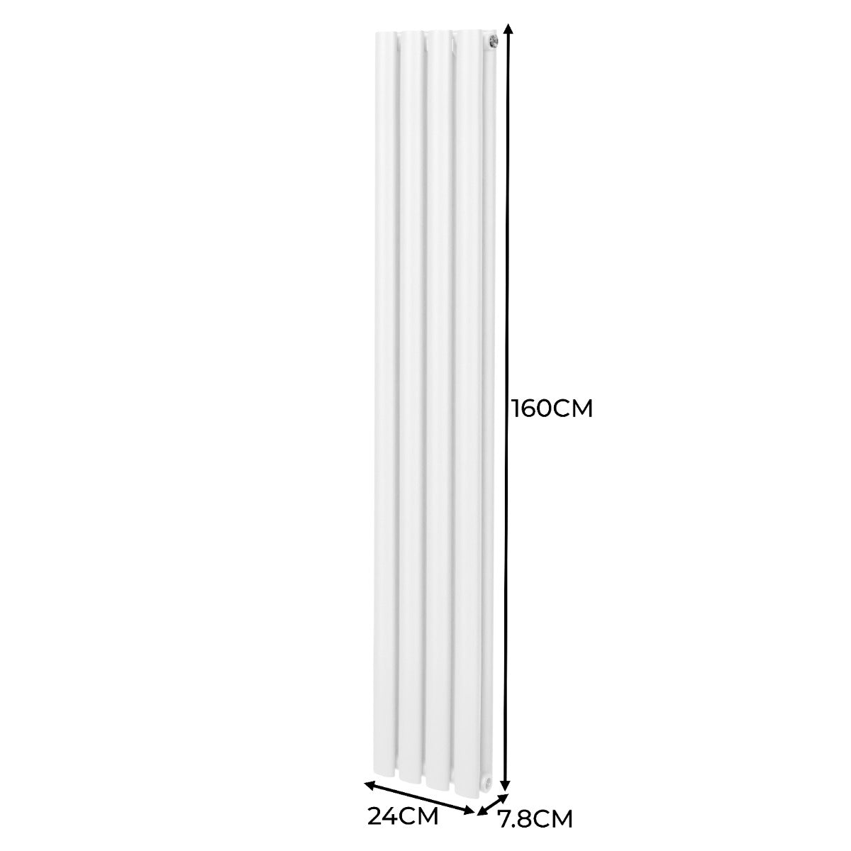 Ovale Kolomradiator & TRV Chroomkranen - 1600mm x 240mm – Wit