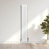 Ovale Kolomradiator & TRV Chroomkranen - 1600mm x 240mm – Wit