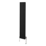 Ovale Kolomradiator & TRV Chroomkranen - 1600mm x 240mm – Zwart