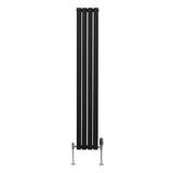 Ovale Kolomradiator & TRV Chroomkranen - 1600mm x 240mm – Zwart