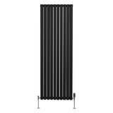 Ovale Kolomradiator & TRV Chroomkranen - 1800mm x 600mm – Zwart