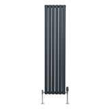 Ovale Kolomradiator & TRV Chroomkranen - 1600mm x 360mm – Antraciet Grijs